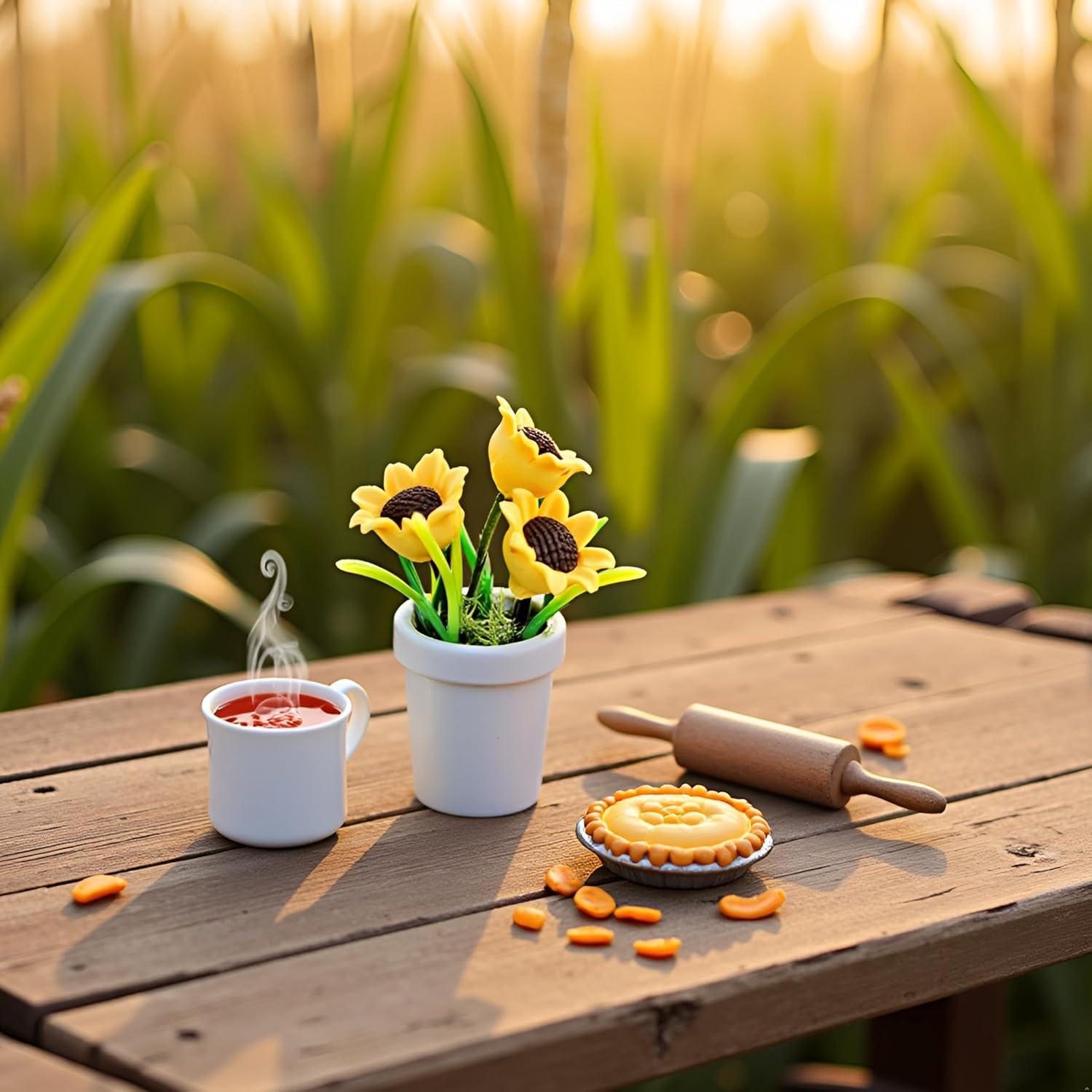 Mini Girasol de Resina Jowxsx para Casa de Muñecas 1/12