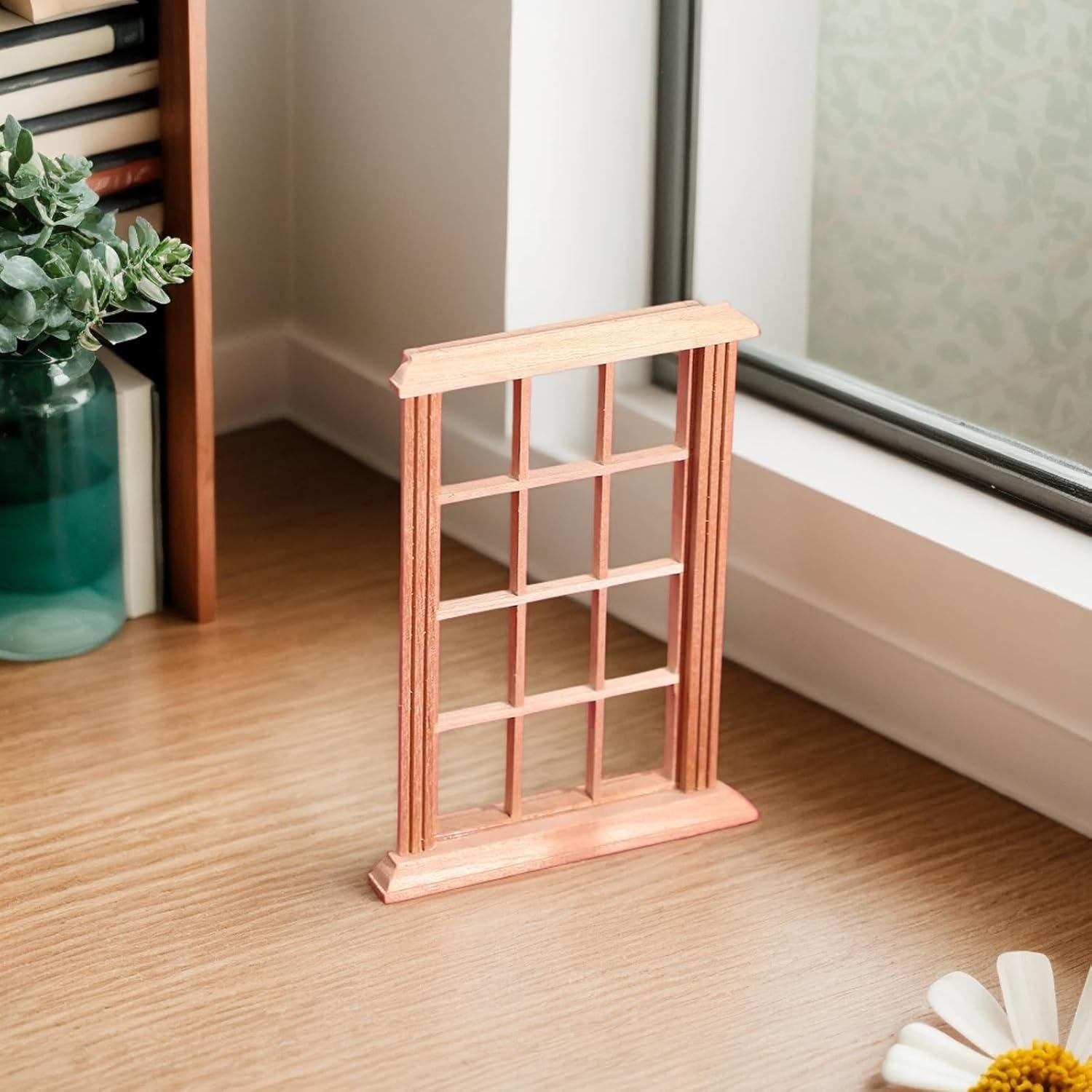 Ventanas Miniatura de Madera para Casa de Muñecas Jarbins 2 Piezas