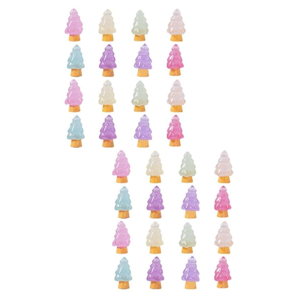 32 Mini Árboles de Navidad Luminiscentes JECOMPRIS Resina