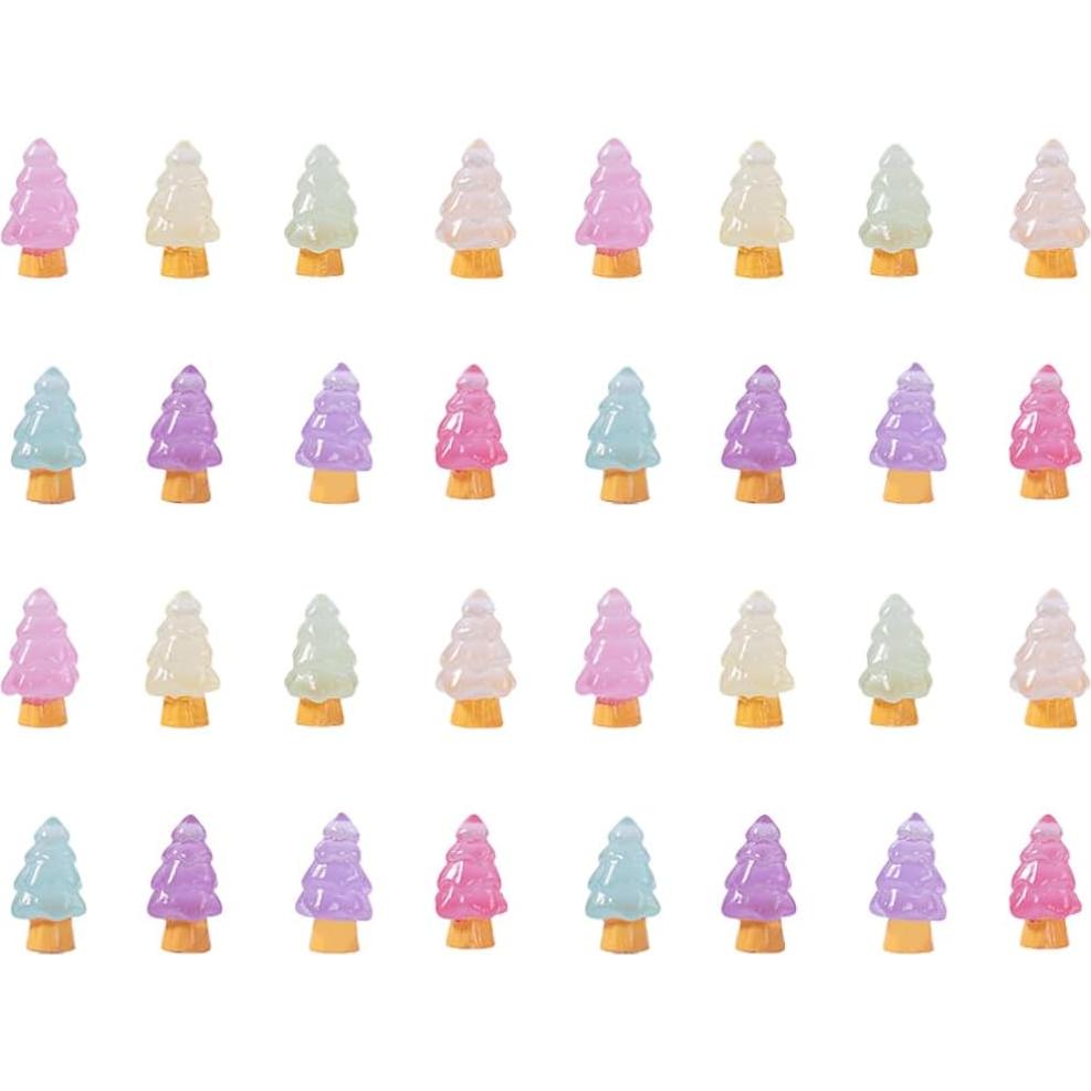 32 Mini Árboles de Navidad Luminiscentes JECOMPRIS Resina