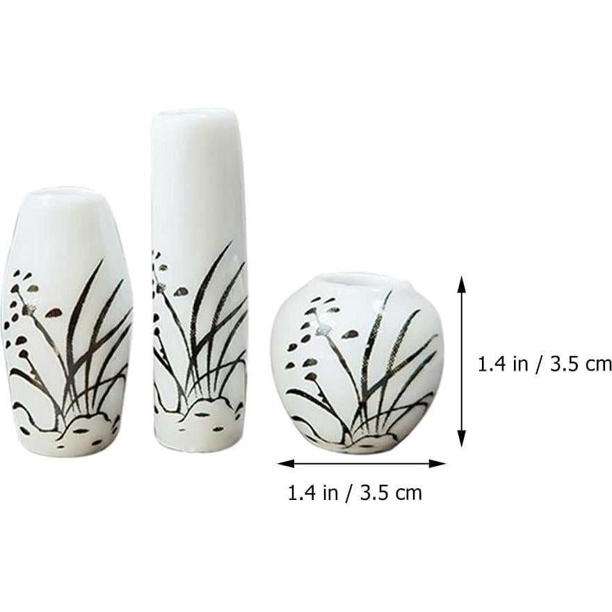 3 Jarrones Mini de Cerámica para Casa de Muñecas - Adorno Jardín
