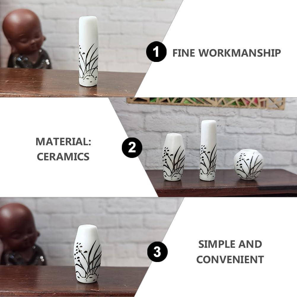 3 Jarrones Mini de Cerámica para Casa de Muñecas - Adorno Jardín