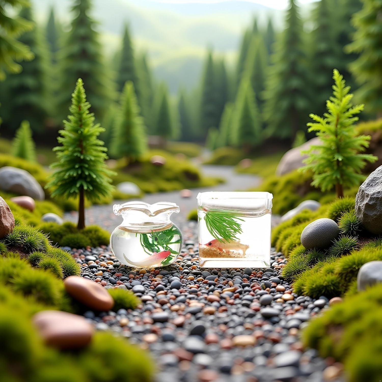 Set 2 Acuarios Miniatura de Vidrio Labriciyon 1:12 para Decoración