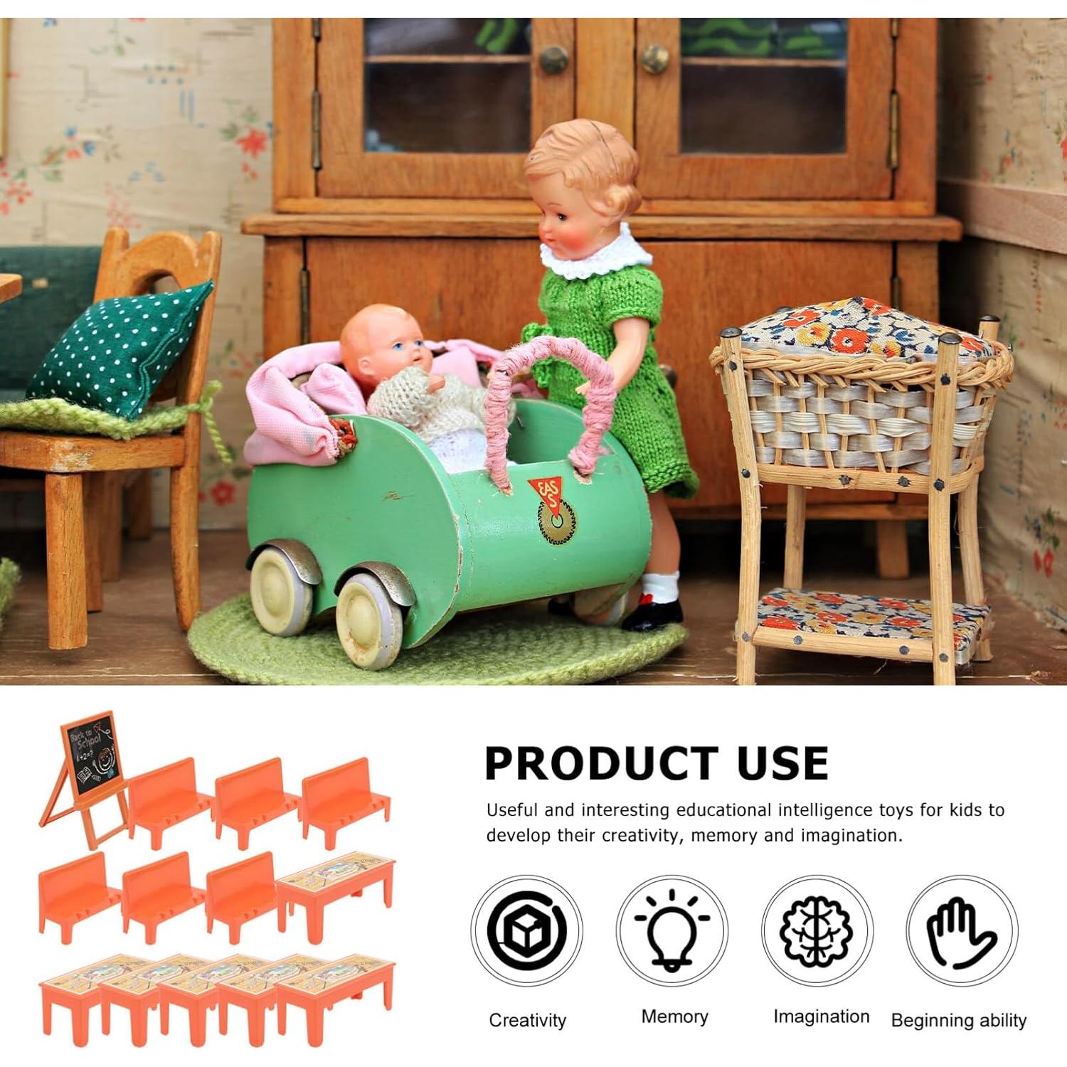 Juego de Muebles de Aula Miniatura NUOBESTY 13 Piezas