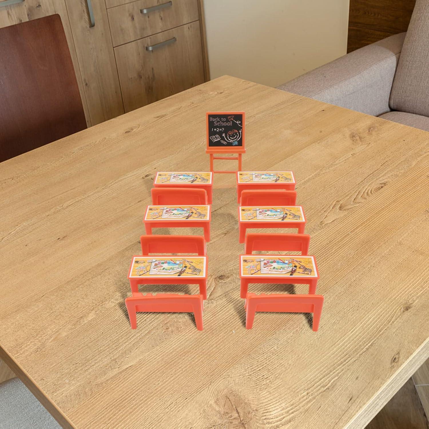 Juego de Muebles de Aula Miniatura NUOBESTY 13 Piezas