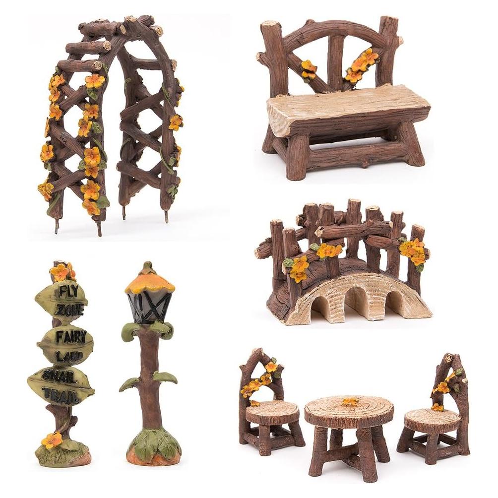 Conjunto de Muebles de Jardín de Hadas LATTOOK 8PCS