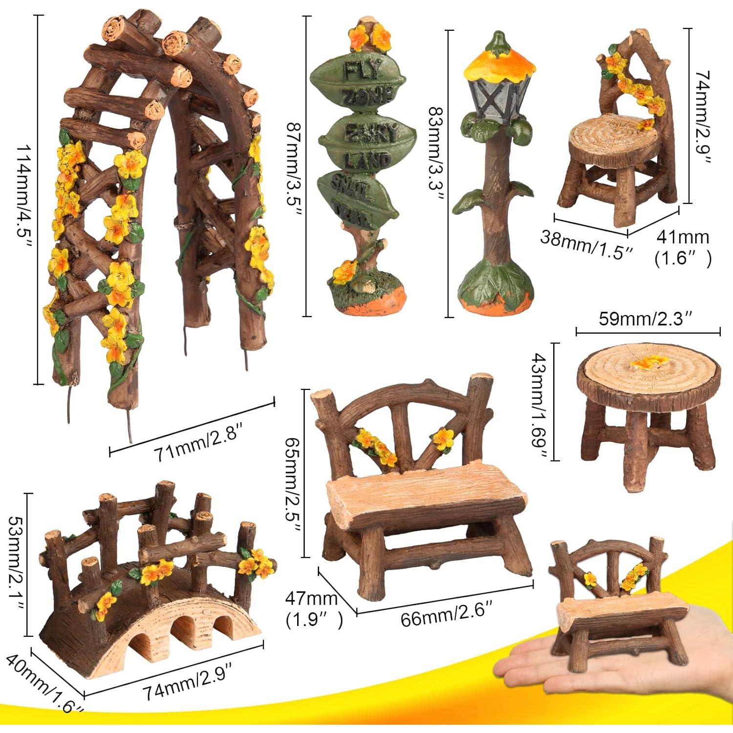 Conjunto de Muebles de Jardín de Hadas LATTOOK 8PCS