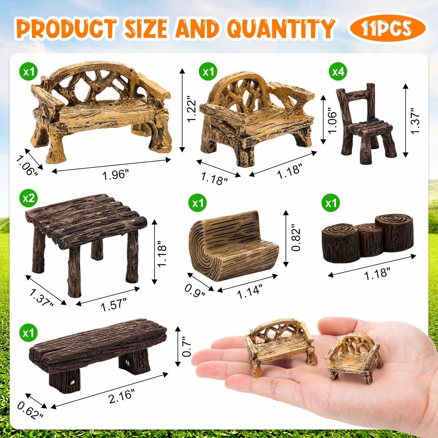 Conjunto de Muebles Miniatura de Jardín de Hadas 11 Piezas