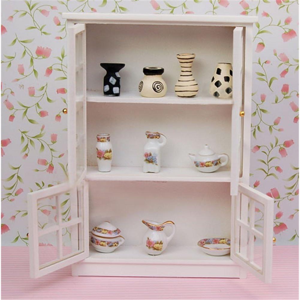 Armario de Cocina de Madera Blanca 1:12 BESTLEE Mueble Miniatura