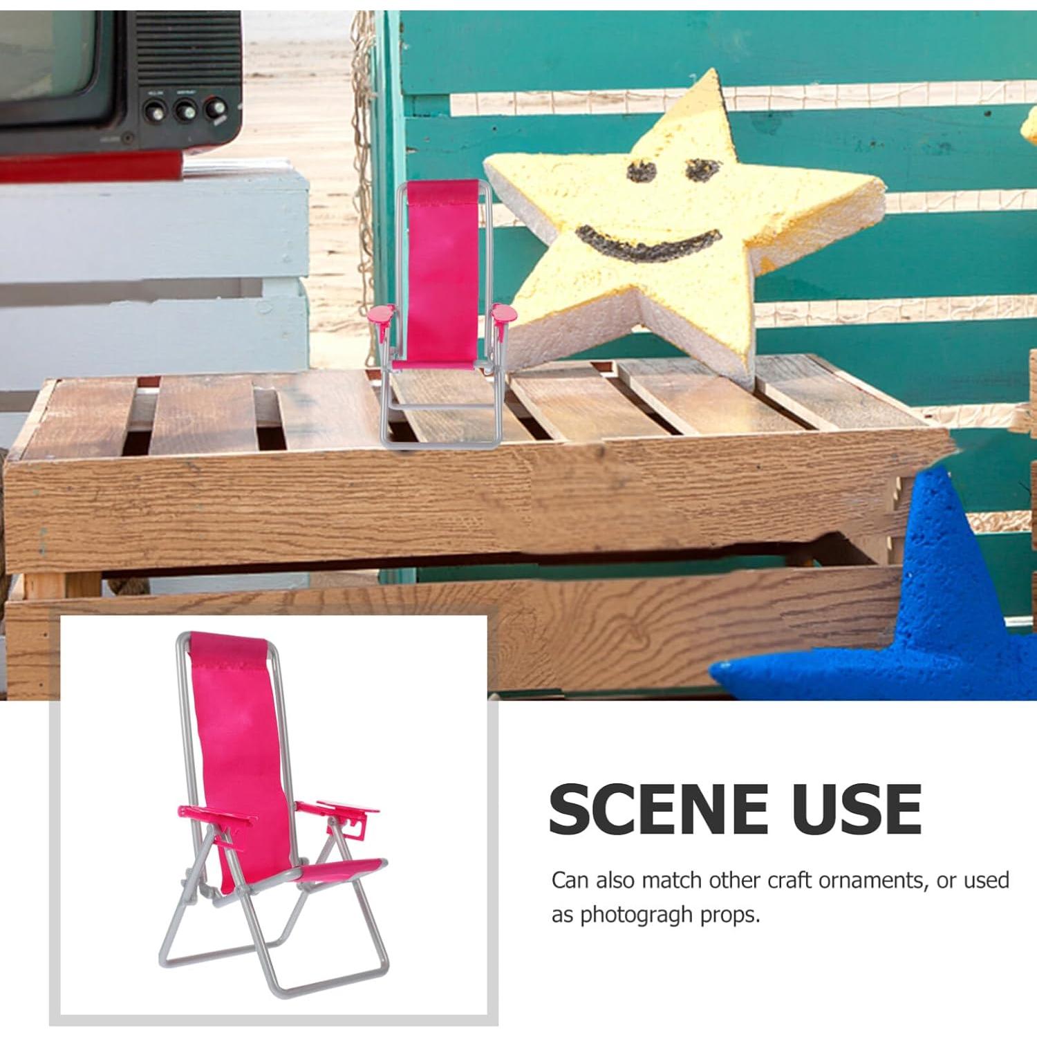 Sillas de Playa Plegables Miniatura STOBOK 1:12 - 2 Piezas