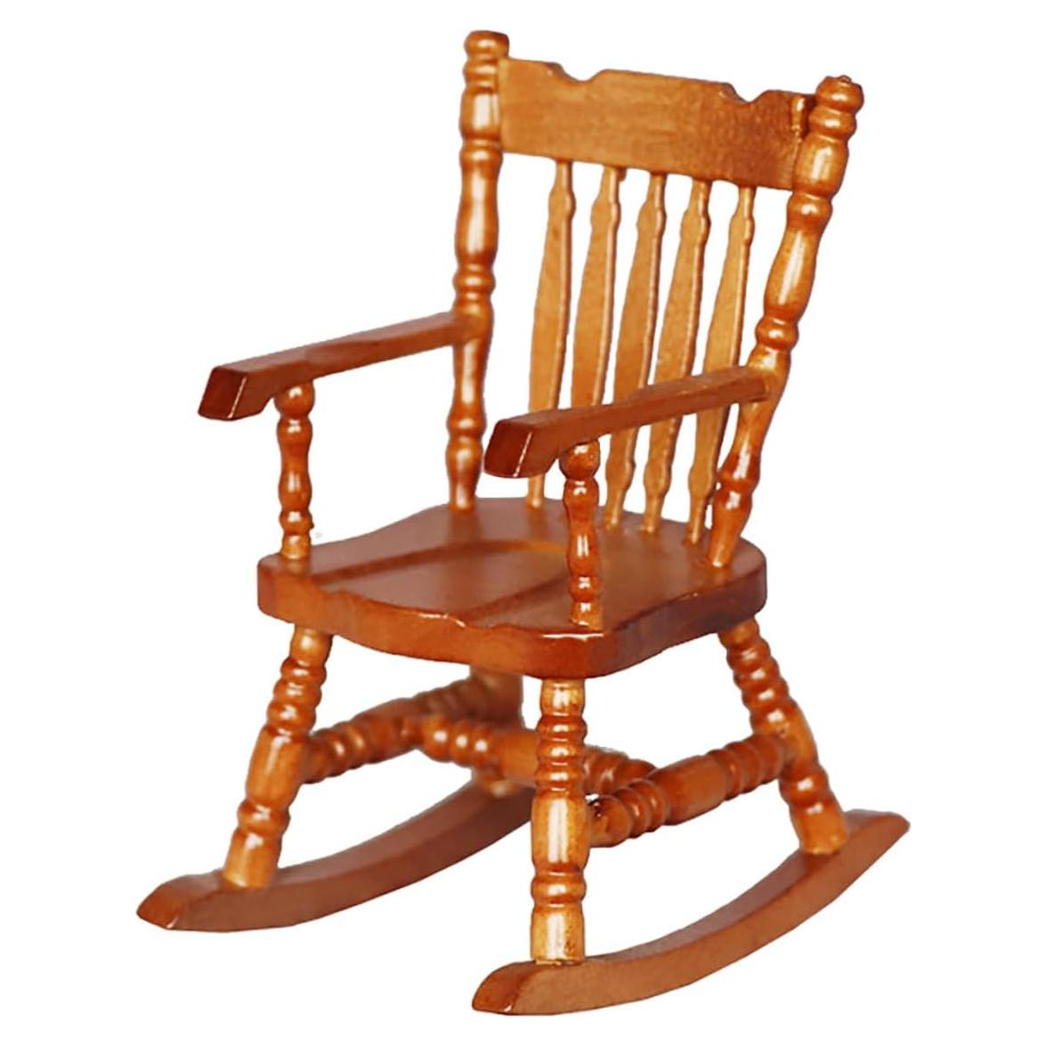 Silla Mecedora Miniatura de Madera VICASKY 8.5x6.6 cm