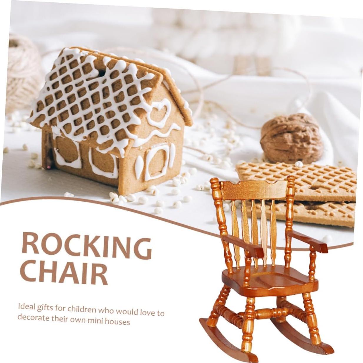 Silla Mecedora Miniatura de Madera VICASKY 8.5x6.6 cm