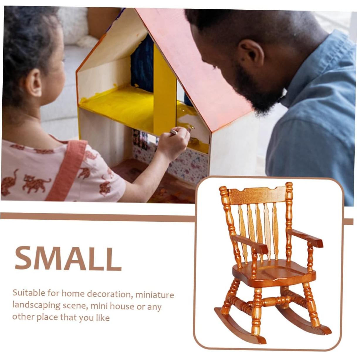 Silla Mecedora Miniatura de Madera VICASKY 8.5x6.6 cm