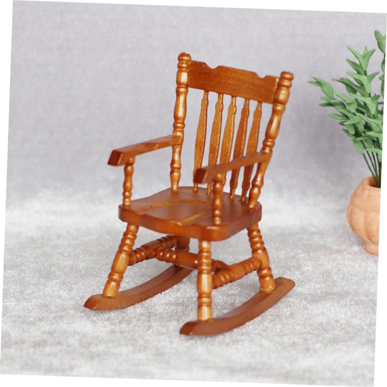 Silla Mecedora Miniatura de Madera VICASKY 8.5x6.6 cm