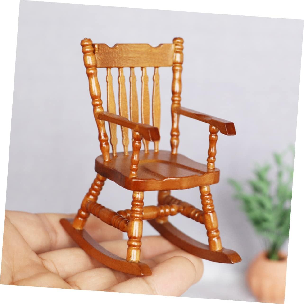 Silla Mecedora Miniatura de Madera VICASKY 8.5x6.6 cm