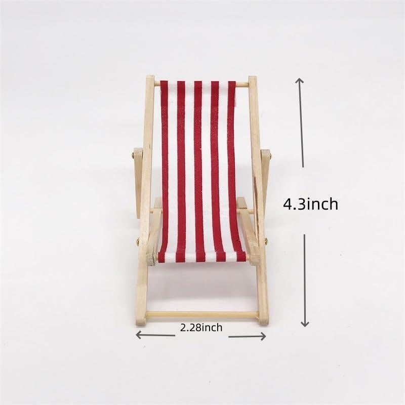 Mini Silla de Playa Plegable de Madera SXFSE para Casa de Muñecas 1:12