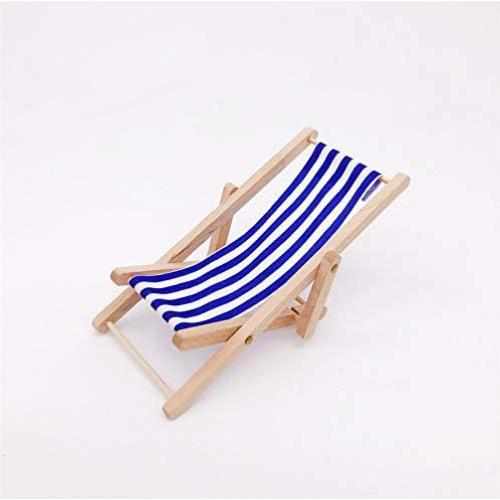 Mini Silla de Playa Plegable de Madera SXFSE para Casa de Muñecas 1:12