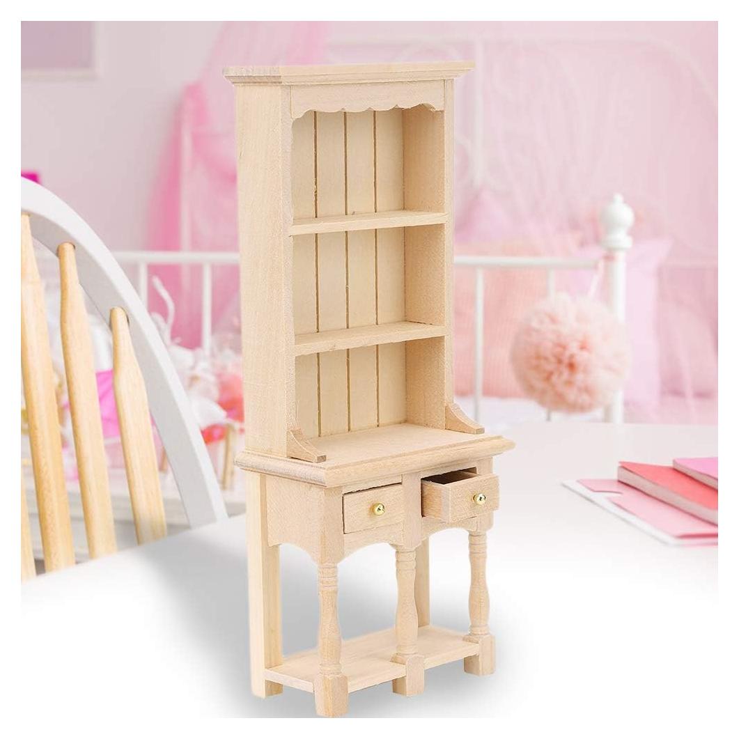 Estantería de Madera para Casa de Muñecas Tnfeeon 1:12