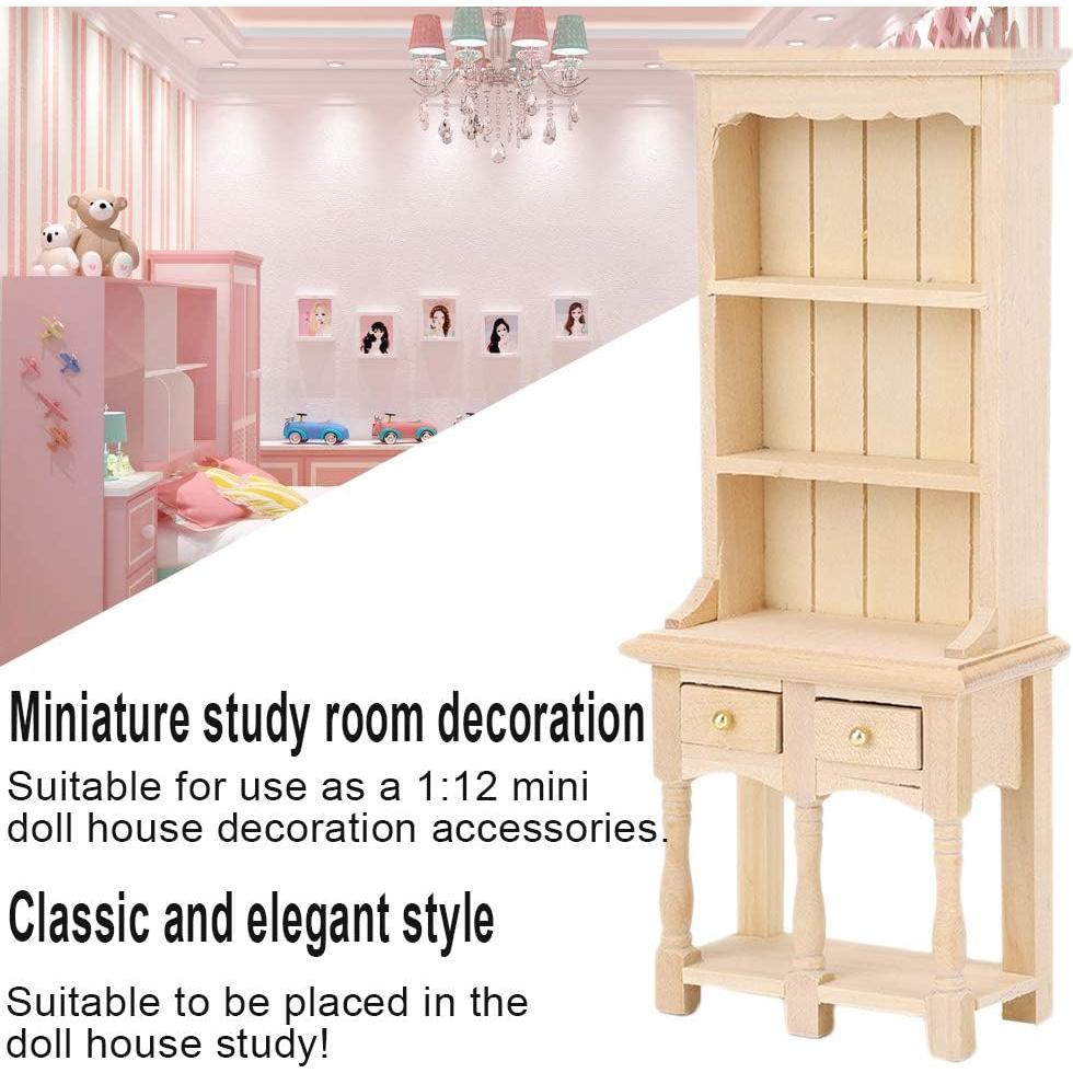 Estantería de Madera para Casa de Muñecas Tnfeeon 1:12