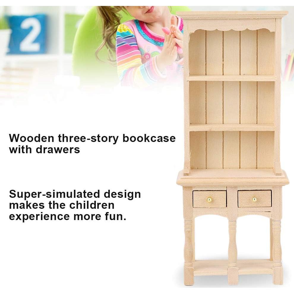 Estantería de Madera para Casa de Muñecas Tnfeeon 1:12