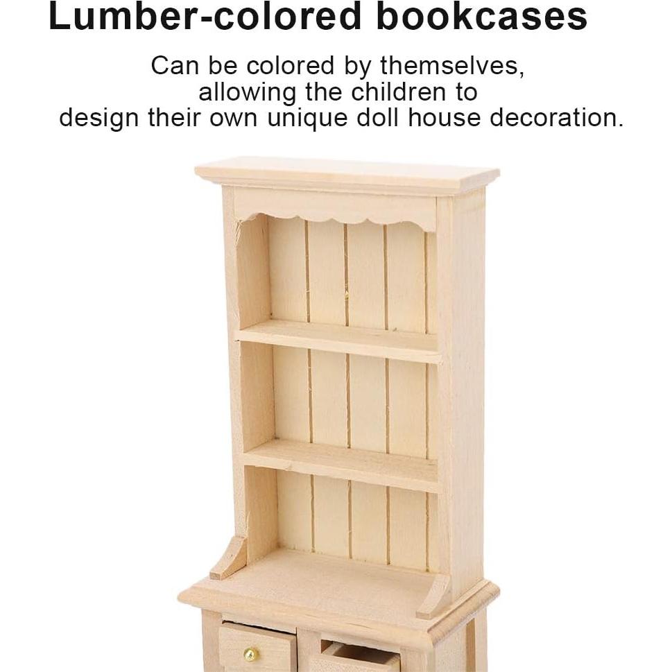 Estantería de Madera para Casa de Muñecas Tnfeeon 1:12