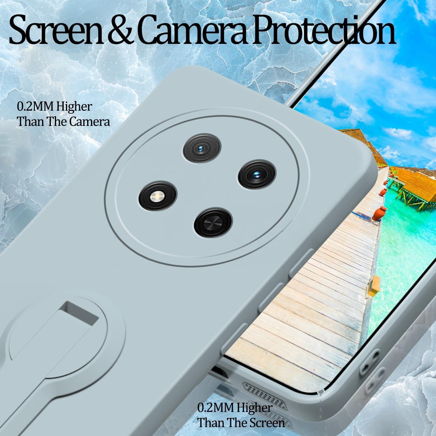 Funda de Silicona Honor Magic 7 Lite con Soporte y Correa - Azul Claro