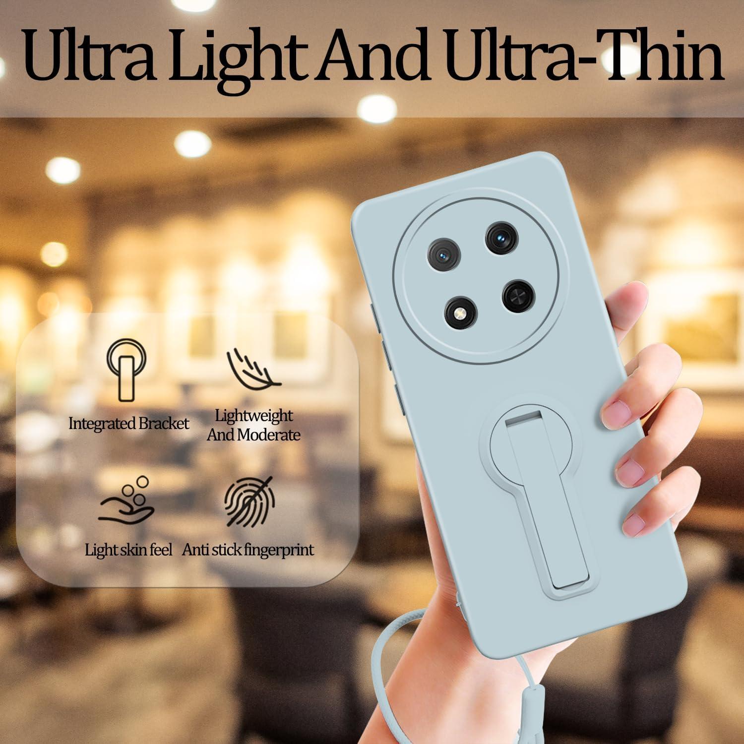 Funda de Silicona Honor Magic 7 Lite con Soporte y Correa - Azul Claro