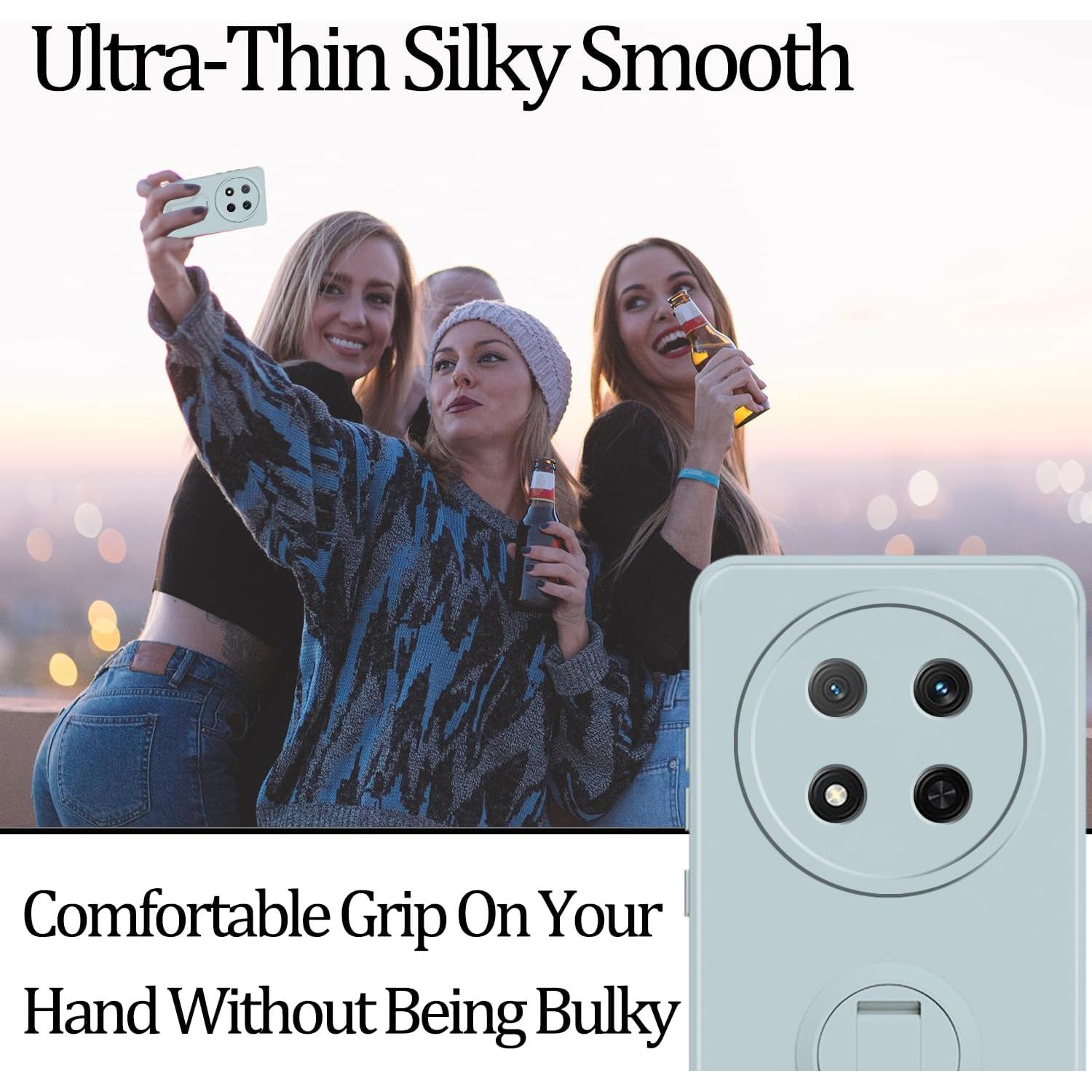 Funda de Silicona Honor Magic 7 Lite con Soporte y Correa - Azul Claro