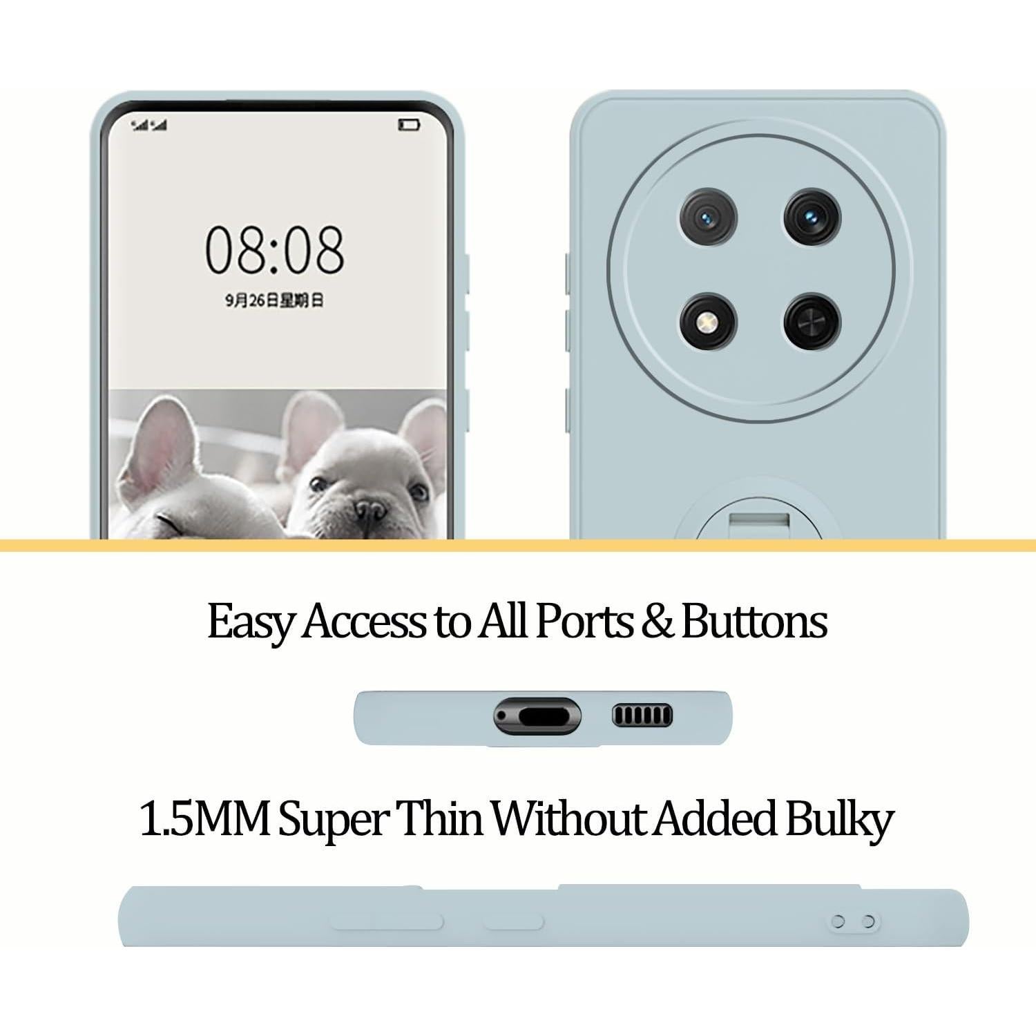 Funda de Silicona Honor Magic 7 Lite con Soporte y Correa - Azul Claro