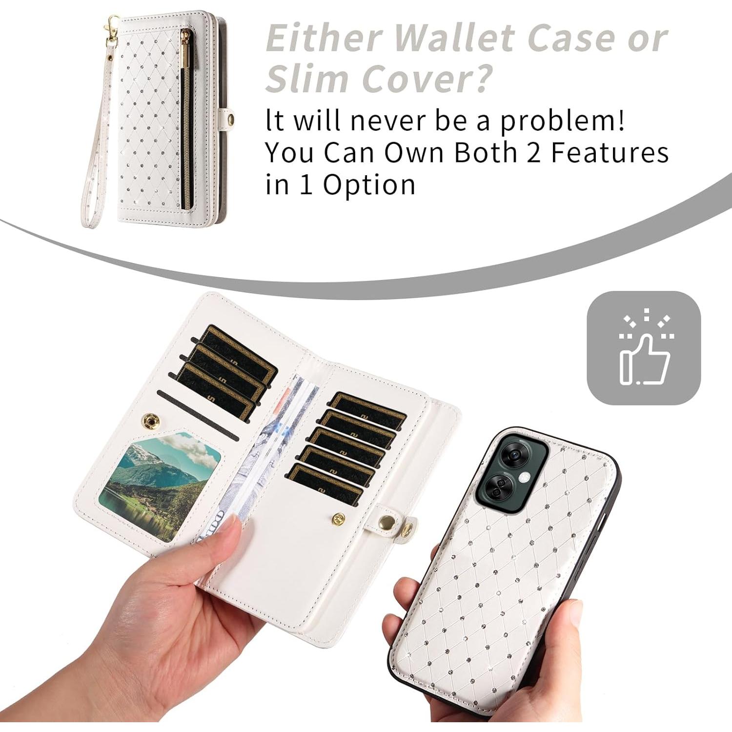 Funda Cartera Asuwish para OnePlus Nord N30/CE 3 Lite Blanca