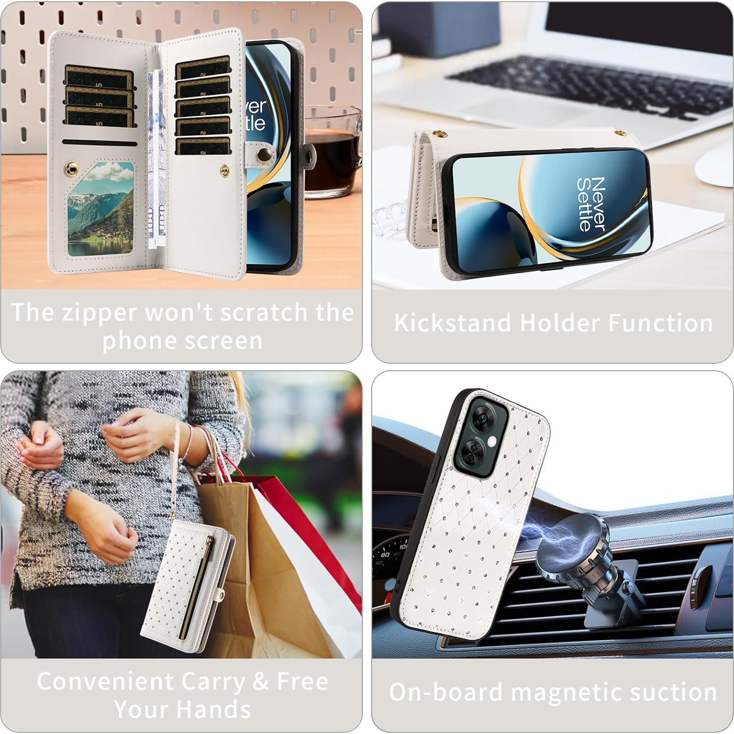 Funda Cartera Asuwish para OnePlus Nord N30/CE 3 Lite Blanca