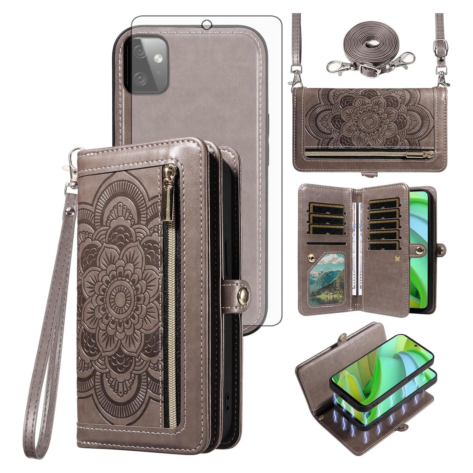 Funda Asuwish para Motorola Moto G Power 5G 2023 Gris con Cartera