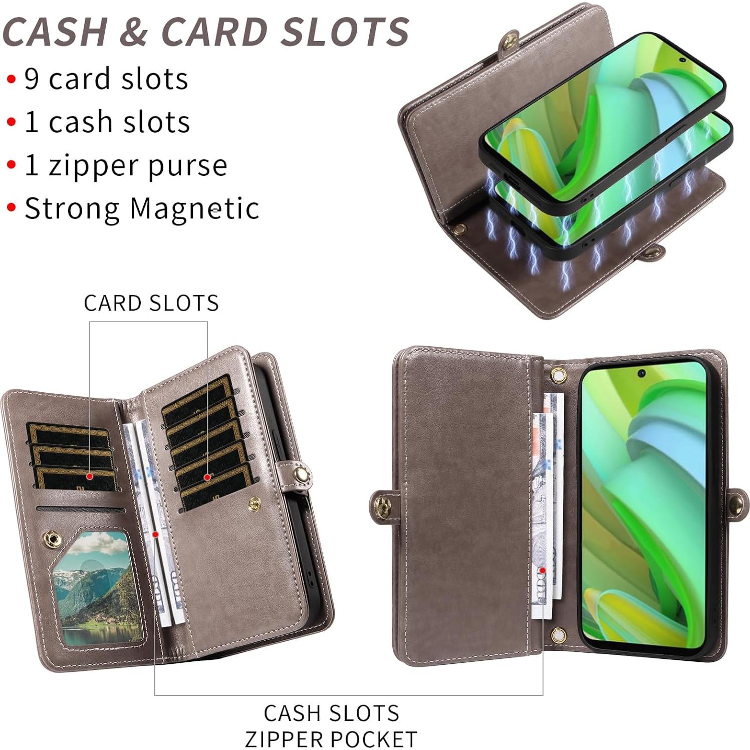 Funda Asuwish para Motorola Moto G Power 5G 2023 Gris con Cartera