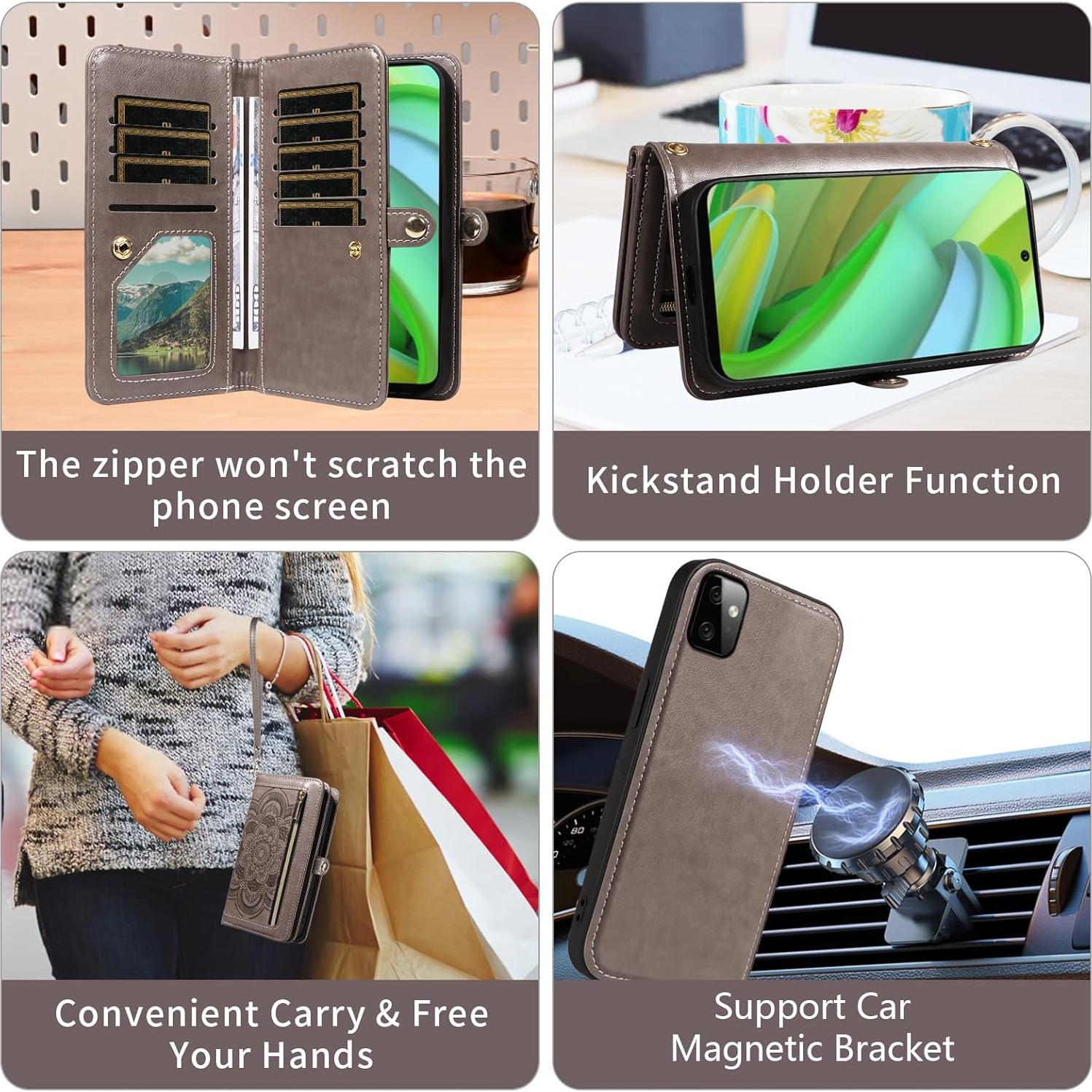 Funda Asuwish para Motorola Moto G Power 5G 2023 Gris con Cartera