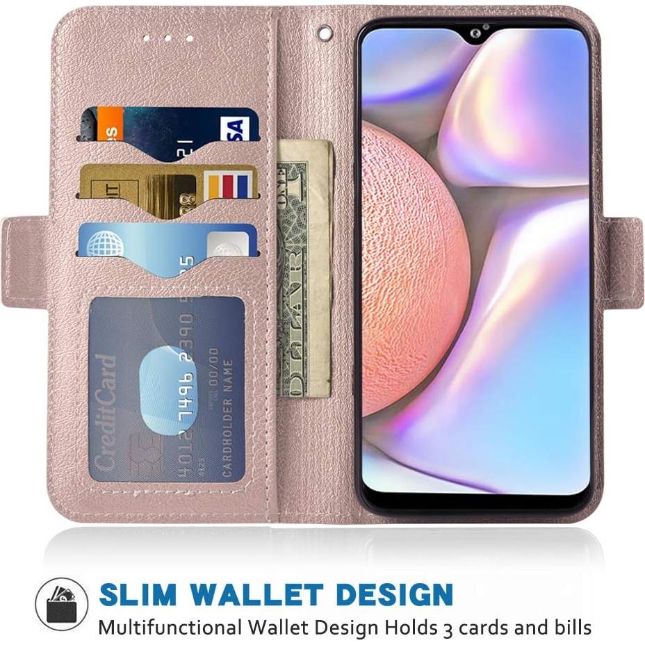 Funda Flip Wallet Samsung Galaxy A10S Oro Rosa con Soporte