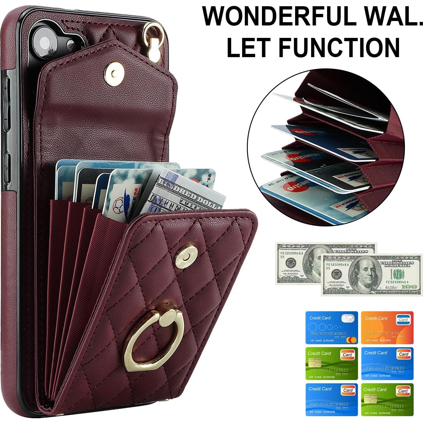 Funda Cartera QLTYPRI para Samsung Galaxy S25 - Rojo Vino