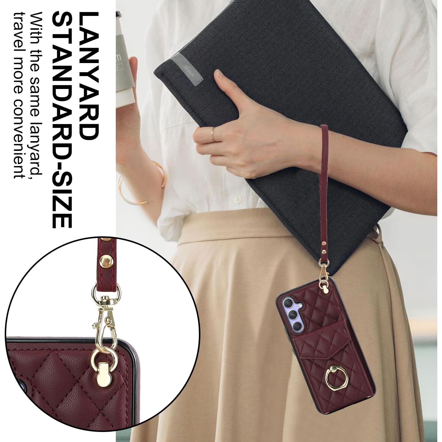 Funda Cartera QLTYPRI para Samsung Galaxy S25 - Rojo Vino