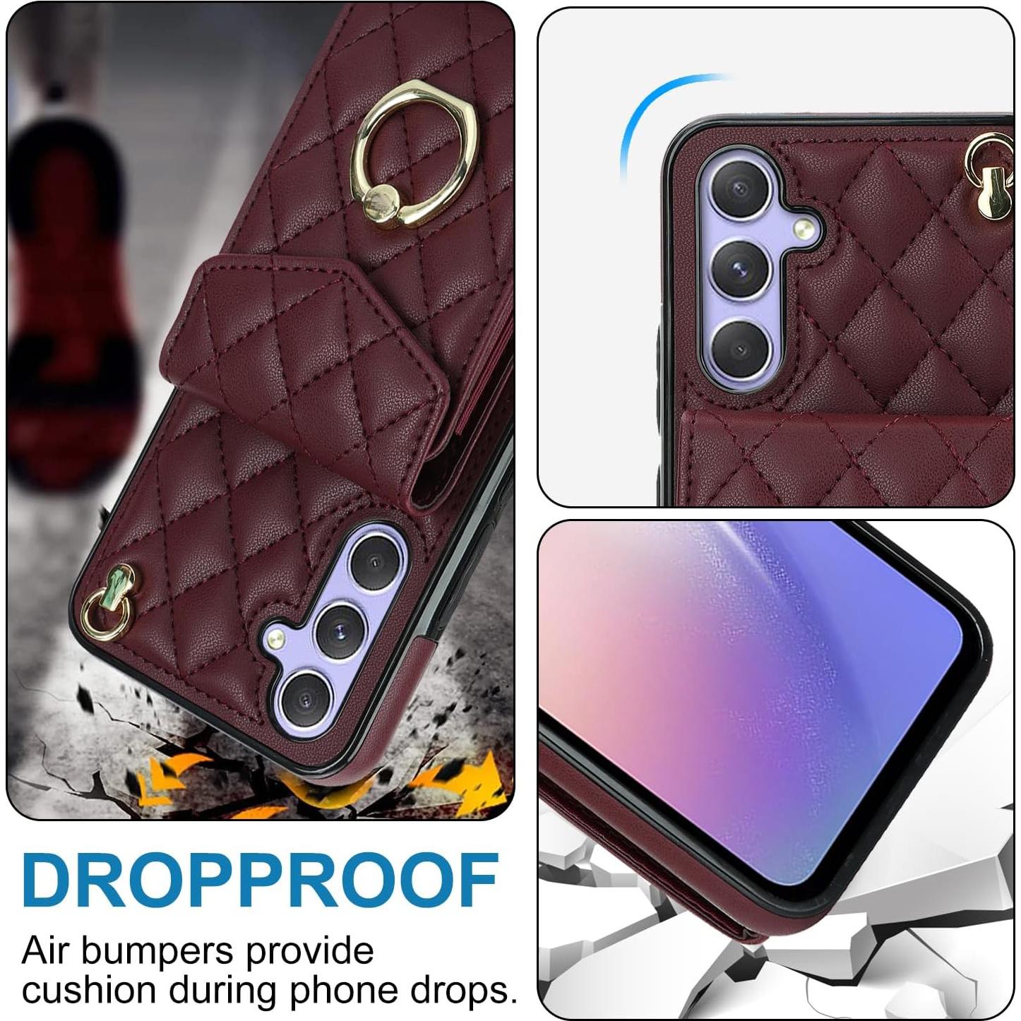 Funda Cartera QLTYPRI para Samsung Galaxy S25 - Rojo Vino