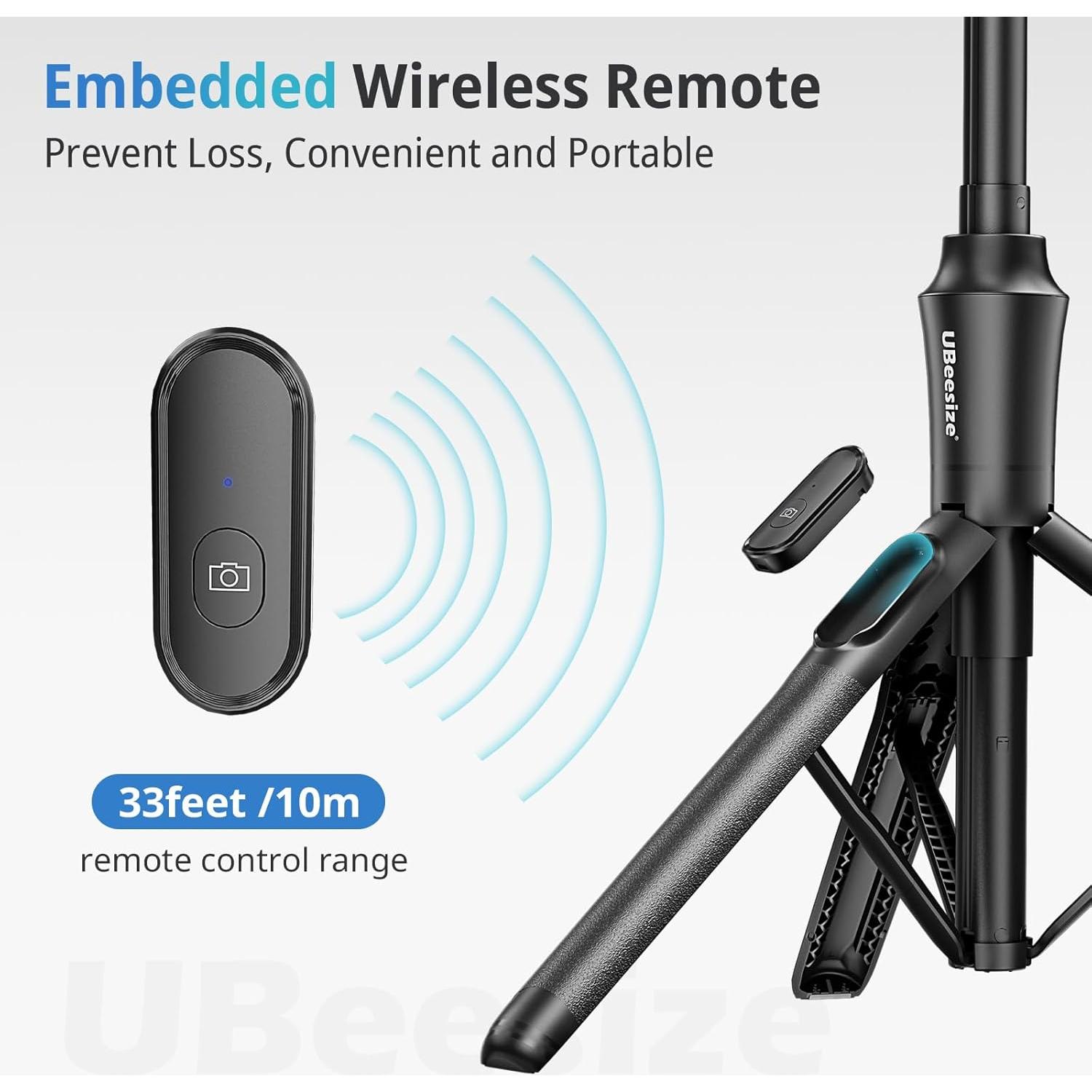 UBeesize 62'' Magnetic Selfie Stick Phone Tripod with Wireless Remote, Extendable Cell Phone Tripod Stand, Compatible with MagSafe, Cellphone Tripod for iPhone 17 16 15 14 13 12 and Android Phones