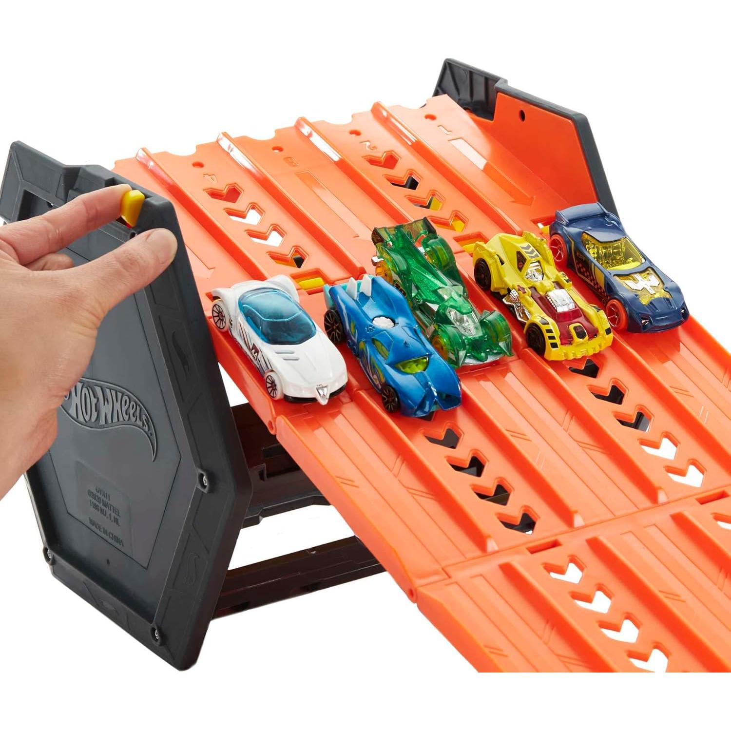 Set de Pista Hot Wheels Roll Out Raceway 5 Carriles con Almacenaje