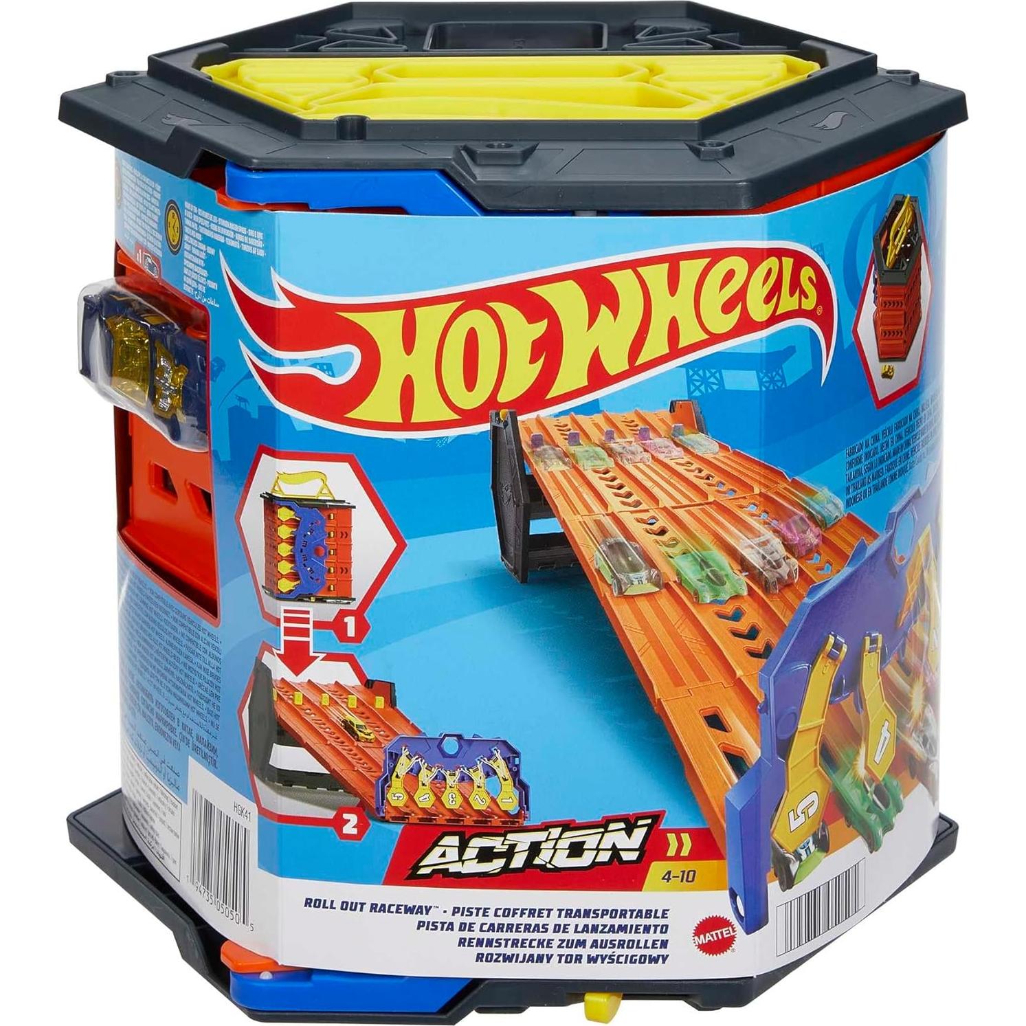 Set de Pista Hot Wheels Roll Out Raceway 5 Carriles con Almacenaje