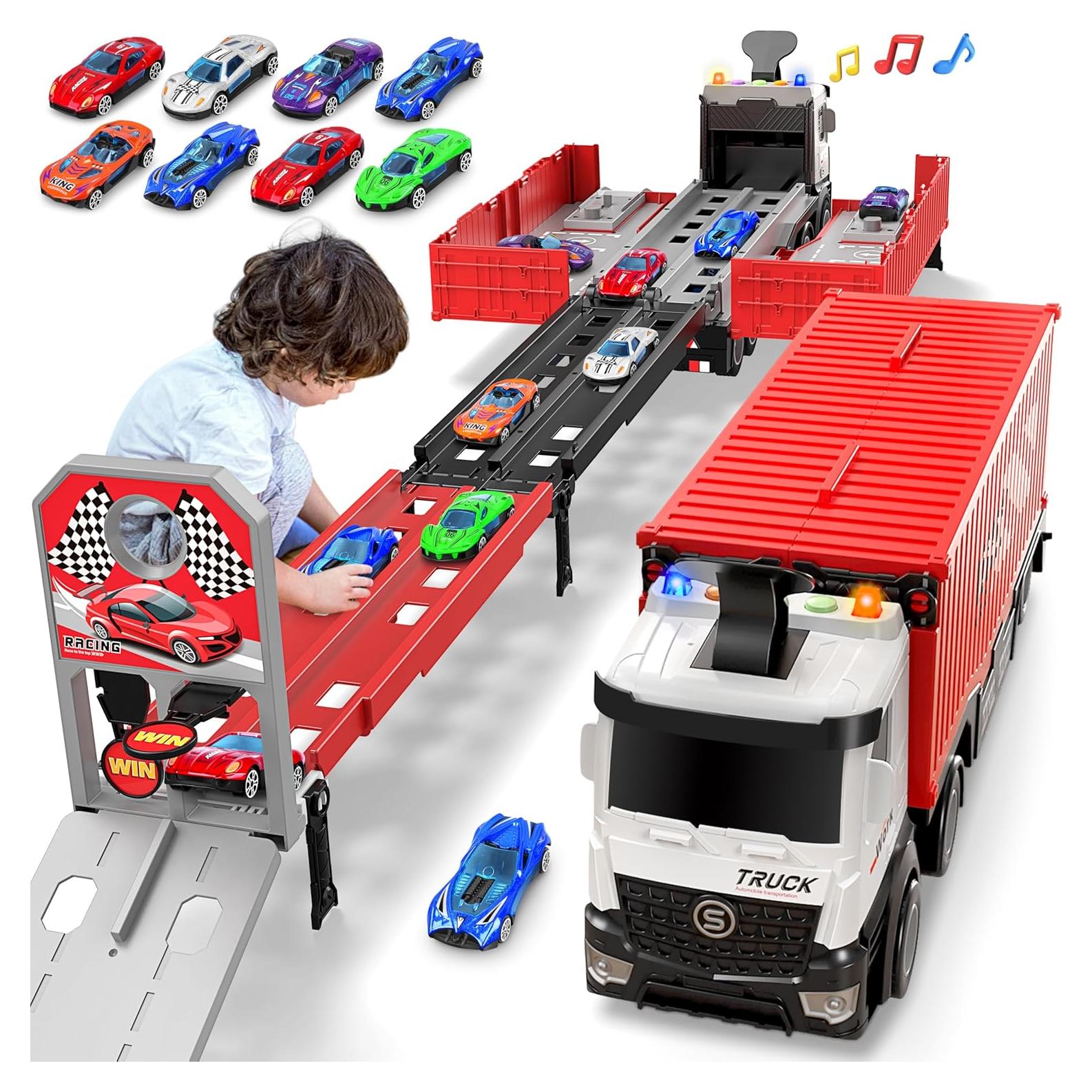 Camión Transportador Diuerma con 8 Coches y Pista Plegable