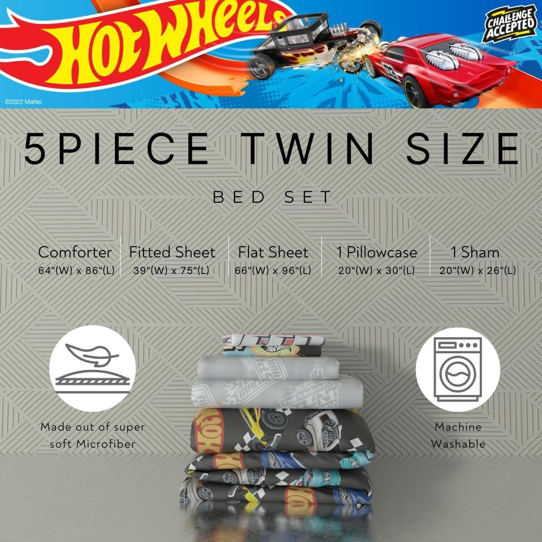 Juego de Ropa de Cama Hot Wheels Franco 5 Piezas Individual