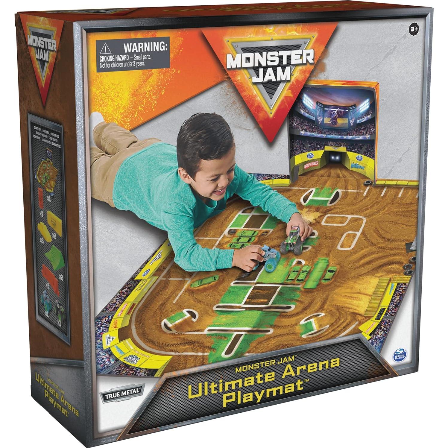 Ultimate Arena Playmat & Storage with 2 Exclusive Monster Trucks, 1:64 Scale, 20 Accessories, Kids Toys for Boys and Girls Ages 4 and Up