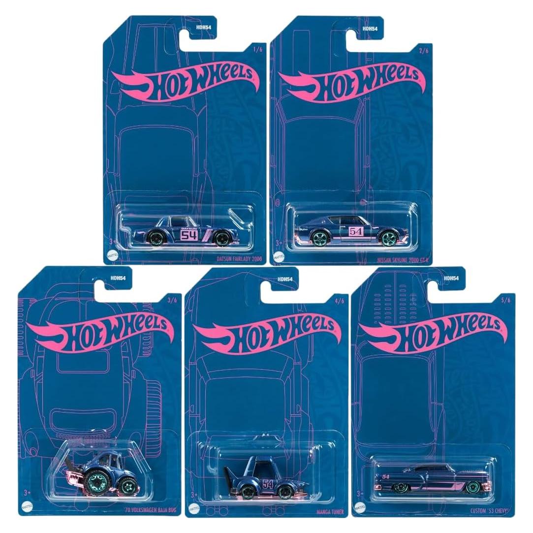 Hot Wheels Set 5 Vehículos Diecast 54 Aniversario Mattel