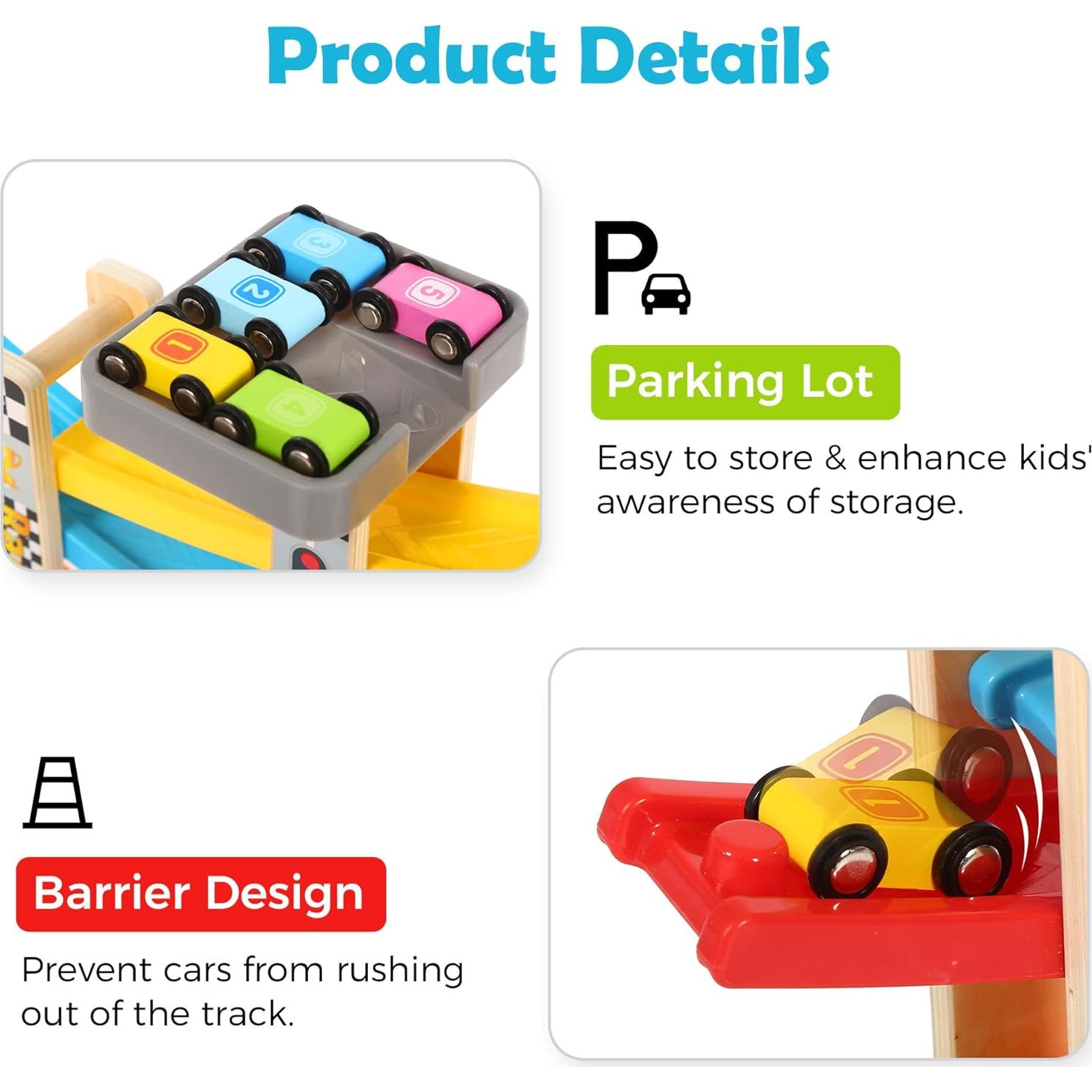 Pista de Carreras de Madera Belleur para Niños 1-3 Años