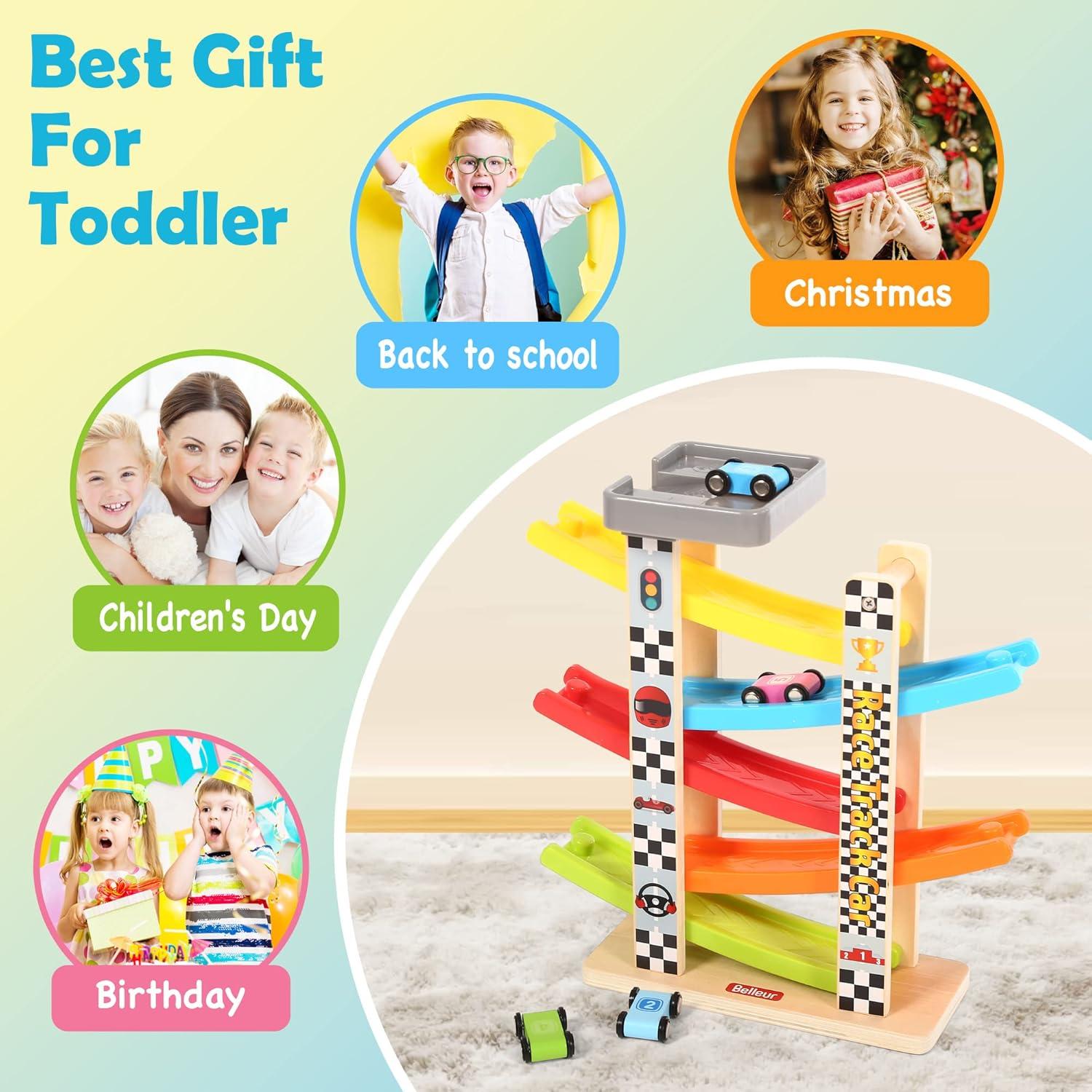 Pista de Carreras de Madera Belleur para Niños 1-3 Años