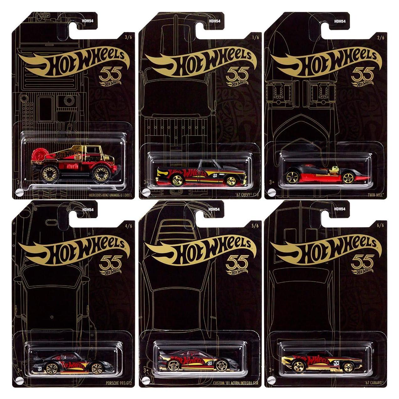 Hot Wheels 55 Aniversario Conjunto 6 Autos Metal 1:64