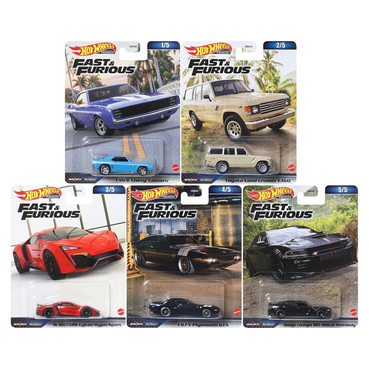 Hot Wheels Conjunto Premium Rápido y Furioso 5 Autos Diecast