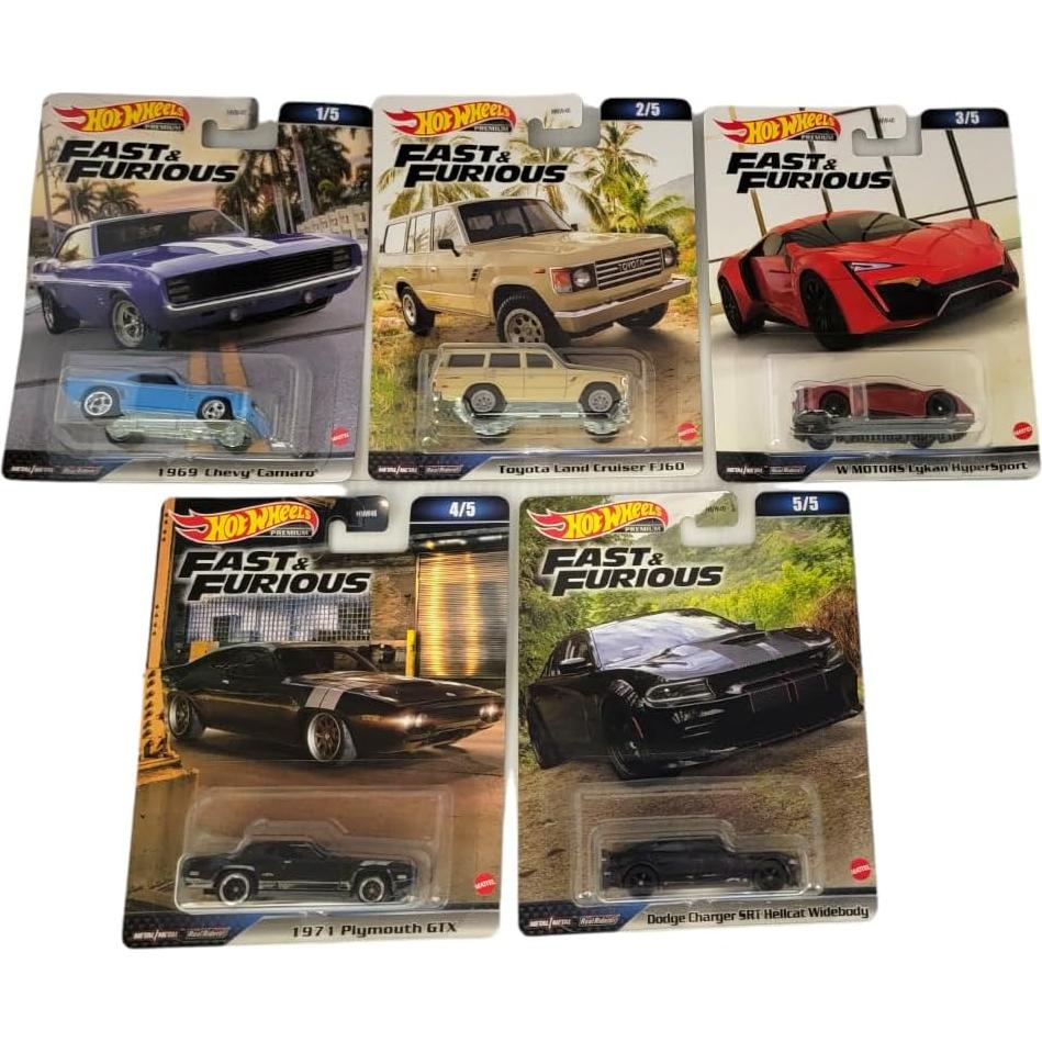 Hot Wheels Conjunto Premium Rápido y Furioso 5 Autos Diecast
